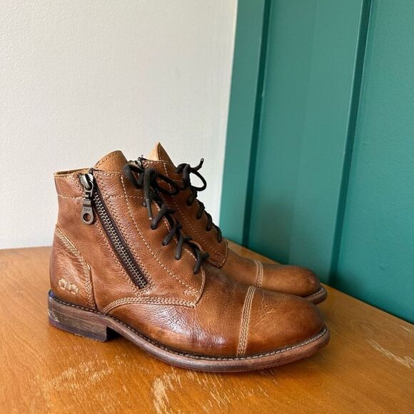 Bed|Stu Women’s Bonnie II Vegetable Tan Leather Lace Up Combat Ankle Boot - Picture 2 of 13